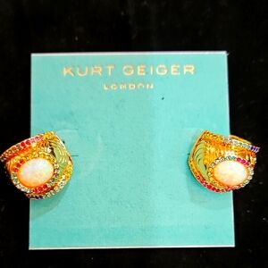 NWT KURT GEIGER Gold‎ Metallic Synthetic Earrings Southbank Pierced Earrings